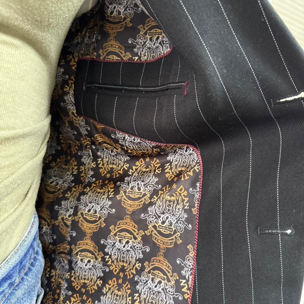 Vintage Slatl & Dean Pinstripe Blazer – Men’s Medium, Women’s Oversized Fit Des - Picture 2 of 8